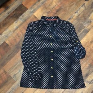 BNWT Jones New York Navy Polka Dot Blouse